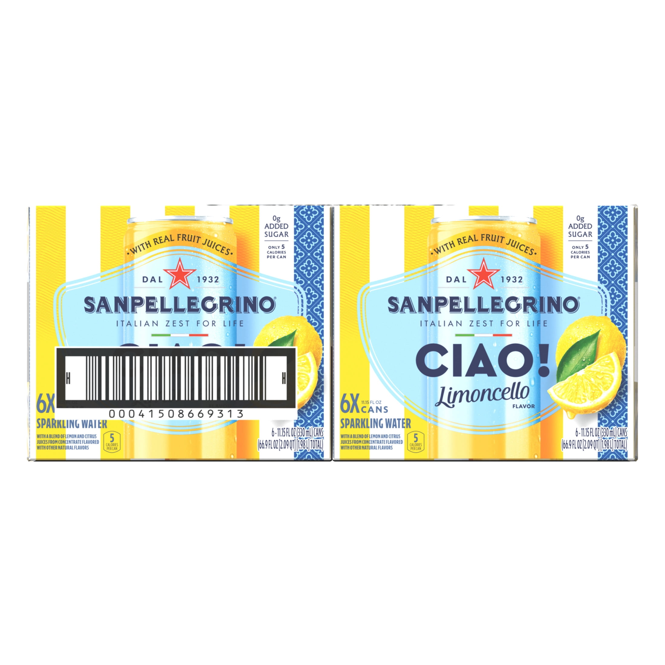 Sanpellegrino CIAO Limoncello Flavored Sparkling Water, Italian Sparkling Water, 24PK