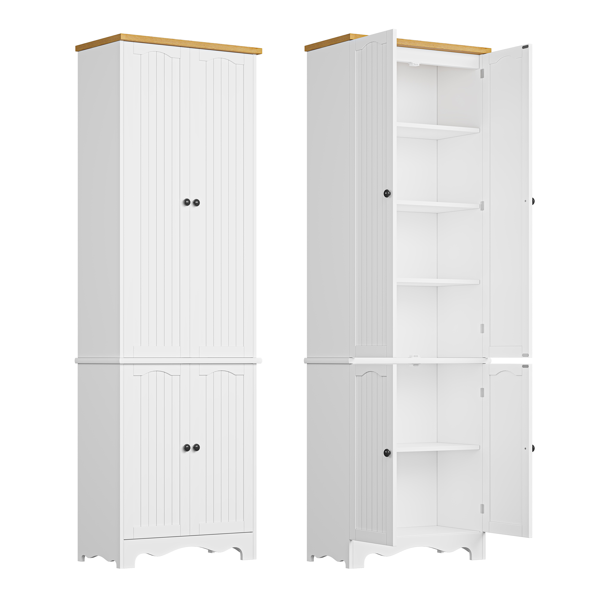 72" Kitchen Pantry Cabinet, Freestanding Storage Cabinets, Tall Food Pantry with Doors and Adjustable Shelves, Tall Storage Cabinets for Kitchen Dining Room Living Room, White