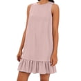 thumbnail image 2 of JoveMarine Cocktail Dresses for Women Color Vest Skirt - Ruffle Edge Sleeveless Flounce Hem Casual Summer Mini Dress with Cotton Blend,Pink 2XL, 2 of 8