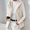 thumbnail image 6 of QQZ Long Cable Fuzzy Zip Up Hooded Vest Women, Zip Up Sweatshirt Women, Lightweight Cardigans For Women Trendy, Fall Travel Daily Business Casual Outdoor Outfits, 6 of 8
