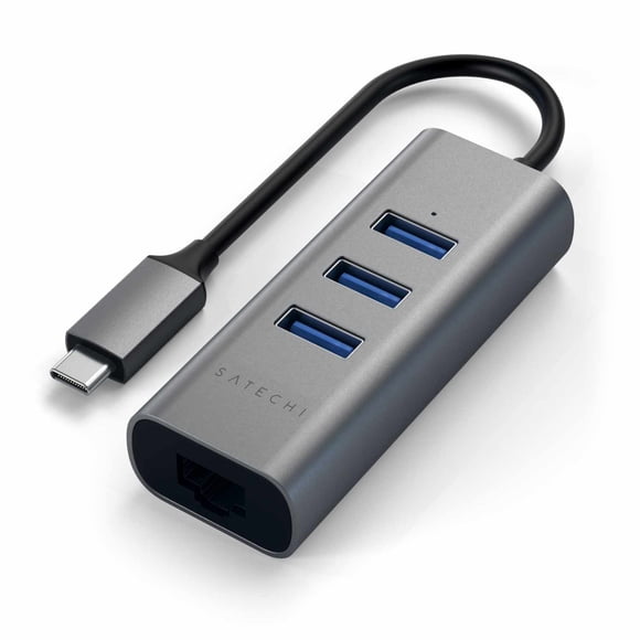 Satechi USB-C 2-in-1 Hub with Ethernet Space Gray Adapters