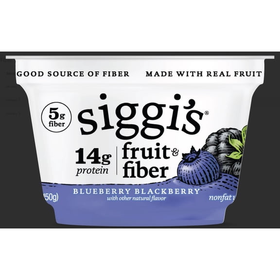 siggi's Fruit and Fiber Blueberry Blackberry Nonfat Yogurt, 5.3 oz Cup