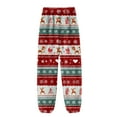 thumbnail image 4 of Women's Christmas Print Cuff Pants, Casual Lounge Sleep Pants, Elastic Waist Holiday Pajama Pants for Festive Nights and Seasonal Comfort,Wine,M, 4 of 6