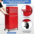thumbnail image 3 of 5-Drawer Rolling Tool Chest - Detachable Top Toolbox Lockable Steel Cabinet for Garage and Workshop Red, 3 of 8