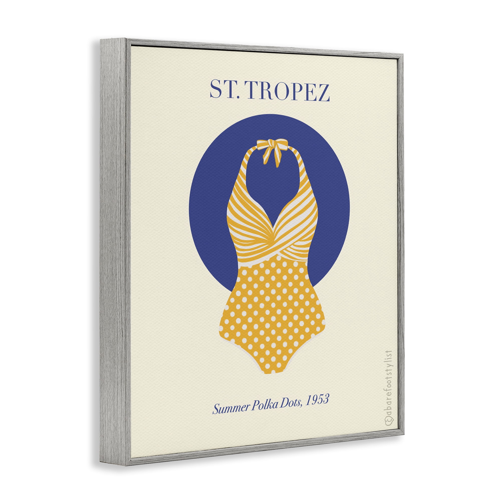 Stupell Industries St. Tropez Dotted Swimsuit Gray Framed Giclee Art, design by A Barefoot Stylist