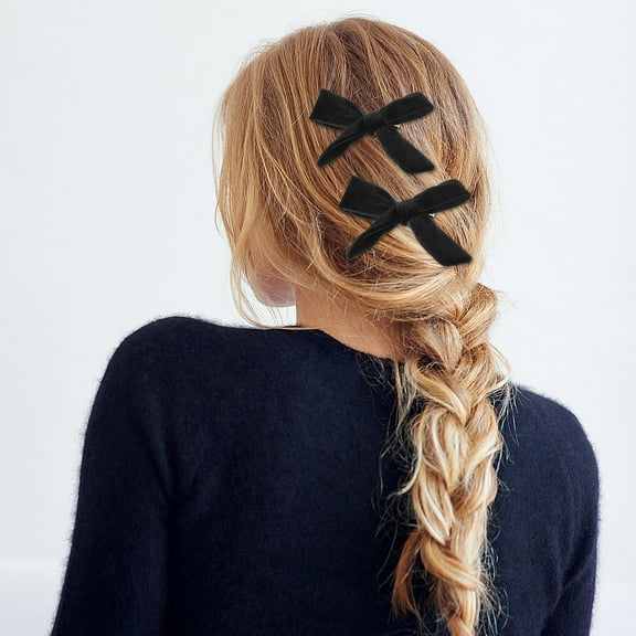 Toyvian 10Pcs Hair Bow Clip bowknot ribbon barrette Flannelette Black for Back to School Party