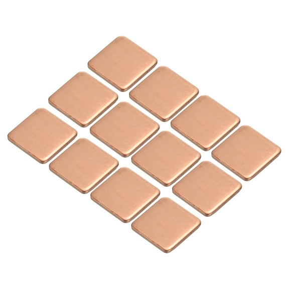 Uxcell Heatsink Copper Pad Shim 15mm x 15mm x 1.5mm Thermal Conductive Heat Sink for Electronic Chip Cooling Pack of 12