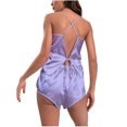 thumbnail image 5 of IROINNID Sleepwear Sets for Women Silk Halter Pajamas with Shorts Sexy Homewear Pajamas Two-piece Set,Purple A, 5 of 7