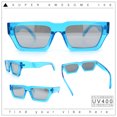 thumbnail image 2 of Neon Mod Silver Mirror Narrow Rectangle Cat Eye Plastic Retro Sunglasses Blue, 2 of 8