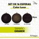 thumbnail image 2 of Esferas para árbol de navidad Artego grandes de 10 cm de diámetro paq 16 esferas Café chessnut Luxor Línea SKY 3 diversos acabados navideños Mate, brillantes, cromadas para colgar Christmas ornaments, 2 of 6