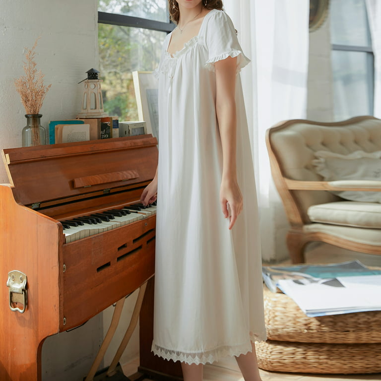 Defitshape Women's Victorian Nightgown Cotton Princess Sleepwear