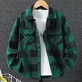 thumbnail image 2 of TOWED22 Boys Flannel Shirt Toddler Buffalo Plaid Shirt Long Sleeve Button Down Shirts Kids Casual Tops,Dark Green,5-6 Y, 2 of 5