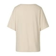 thumbnail image 4 of Bjutir Women Shirts Summer Off Shoulder Shirts Casual Loose Short Sleeve Tunics Tops Beige Xl, 4 of 5