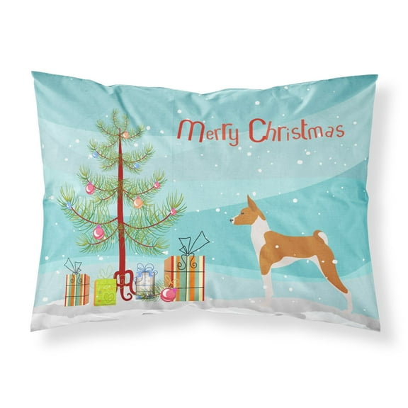 Basenji Merry Christmas Tree Fabric Standard Pillowcase