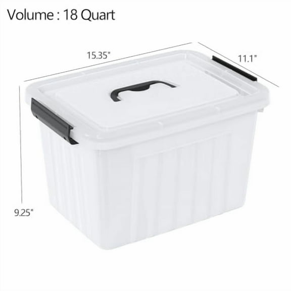 18 Quart Clear Plastic Storage Box with Handle, Latching Bins with Lid, 4 Packs