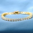 thumbnail image 3 of Gold Bracelets for Men and Women 18K Yellow Gold Plated 4.0 Round Cubic Zirconia Classic Tennis Bracelet Size 6-9 Inch, 3 of 7
