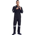 thumbnail image 3 of MSemis Men's 100% Cotton Work Overalls Reflective Strips Jumpsuit Dustproof Dungarees Coveralls Navy Blue 5XL/195, 3 of 7