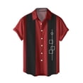 thumbnail image 2 of BUWTTED Men's Shirts Summer Stripe Classic Business Work Dress Casual Lapel Button Short Sleeve Red Shirt XXXL, 2 of 4