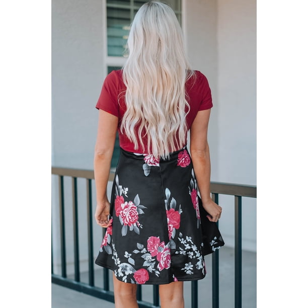 ABPHQTO Mini vestido cruzado con escote en V floral burdeos para mujer