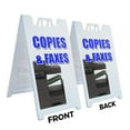 thumbnail image 2 of A-frame Sidewalk Copies & Faxes 24" x 36" Double Sided A-Frame Sidewalk Sign, Includes 2 Plastic Inserts | Foldable Portable White Signicade Sandwich Board Signs, 2 of 5