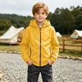 thumbnail image 5 of Boys Waterproof Windbreaker Outdoor Jacekt Full Zip Lightweight Soft Lining Fall Fashion Kids Raincoat with Hood Yellow 6, 5 of 8