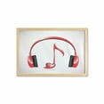 thumbnail image 1 of Music Wall Art with Frame, Love Sound Headphones with Heart Shaped Key Note Melody Design, Printed Fabric Poster for Bathroom Living Room, 35" x 23", Red Black Grey, by Ambesonne, 1 of 2