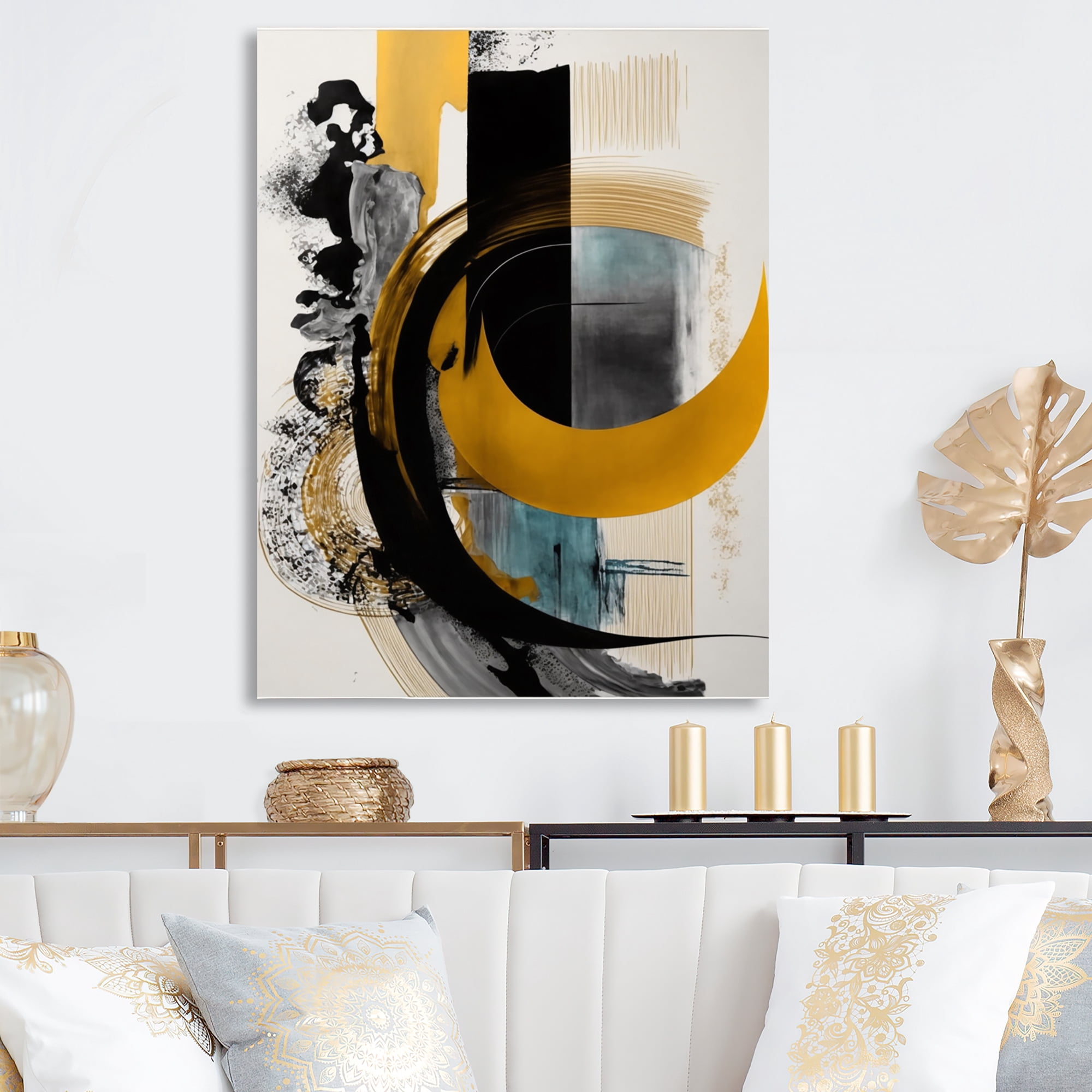 Designart Modern Green Art Deco V Canvas Wall Art