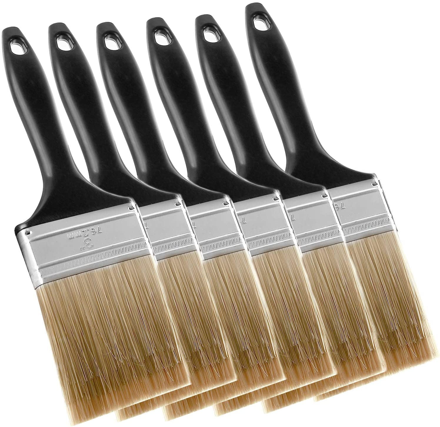 ZEONHAK 6 Packs 3 Inch Paint Brushes, Plastic Handle Painting Brush