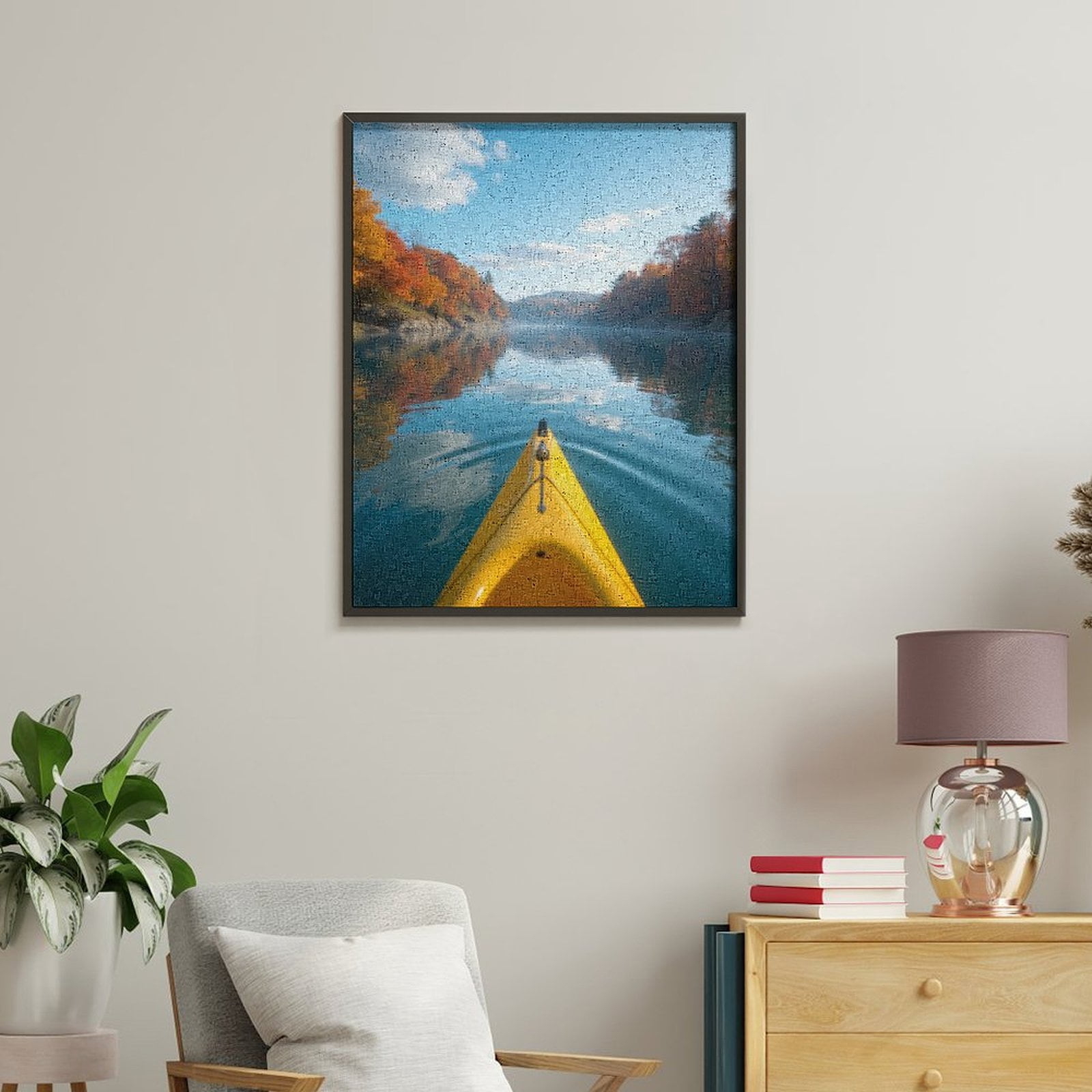 Paint by Numbers Kit for Adults, Autumn Kayak Reflection Scenic Water Paint by Numbers, Easy Paint by Numbers Kit for Adults Beginner, DIY Adult Paint by Number Kits on Canvas, Home Decor