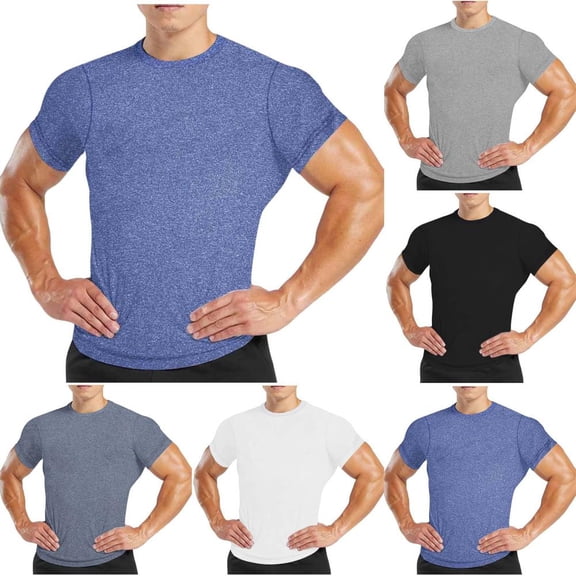Bxsruta Men'S Elastic Moisture Wicking Sports Top, Breathable Polyester Short Sleeve Shirt for Running and Gym Workout, 2XL