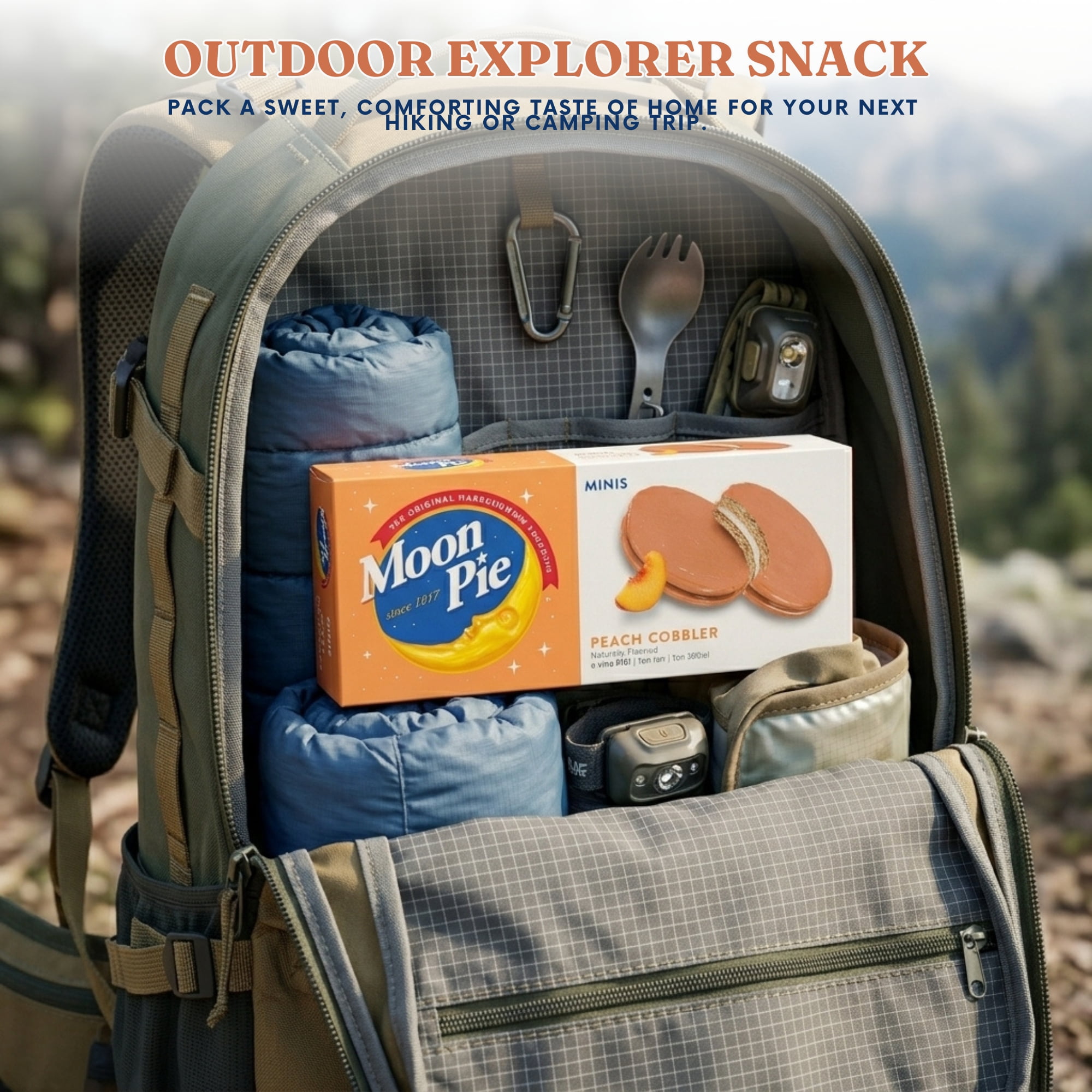 Moon Pie Minis Peach Cobbler Marshmallow Sandwiches (Pack of 2, 12 Total Mini Pies), Individually Wrapped Snack Cakes with Noelle's Delight