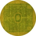 thumbnail image 1 of Ahgly Company Indoor Round Abstract Yellow Modern Area Rugs, 7' Round, 1 of 4