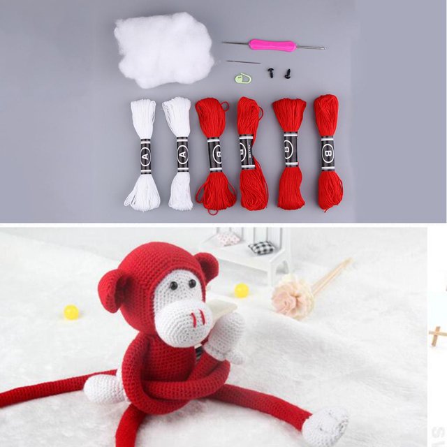 DIY Cute Monkey Doll Crochet Kit para Principiantes Tejer a Mano Juguetes de Peluche de Animales Baoblaze DIY kits de ganchillo muñeca