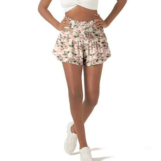 Pantalones cortos con cordón para mujer, pantalones cortos informales de verano con cintura alta y fluidos, pantalones cortos de playa con estampado bonito de secado rápido Fridja fhjkhfk459327