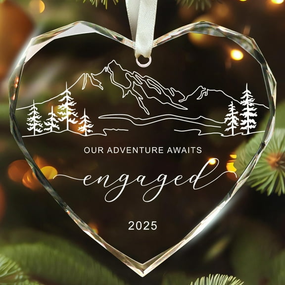 Engagement Gifts for Couples - Engagement Gift for Women, Her, Bride to Be, Couple - Newly Engaged Gifts for Her - Just Engaged Gift for Her, Friends - Glass Christmas Hanging Ornament 2025