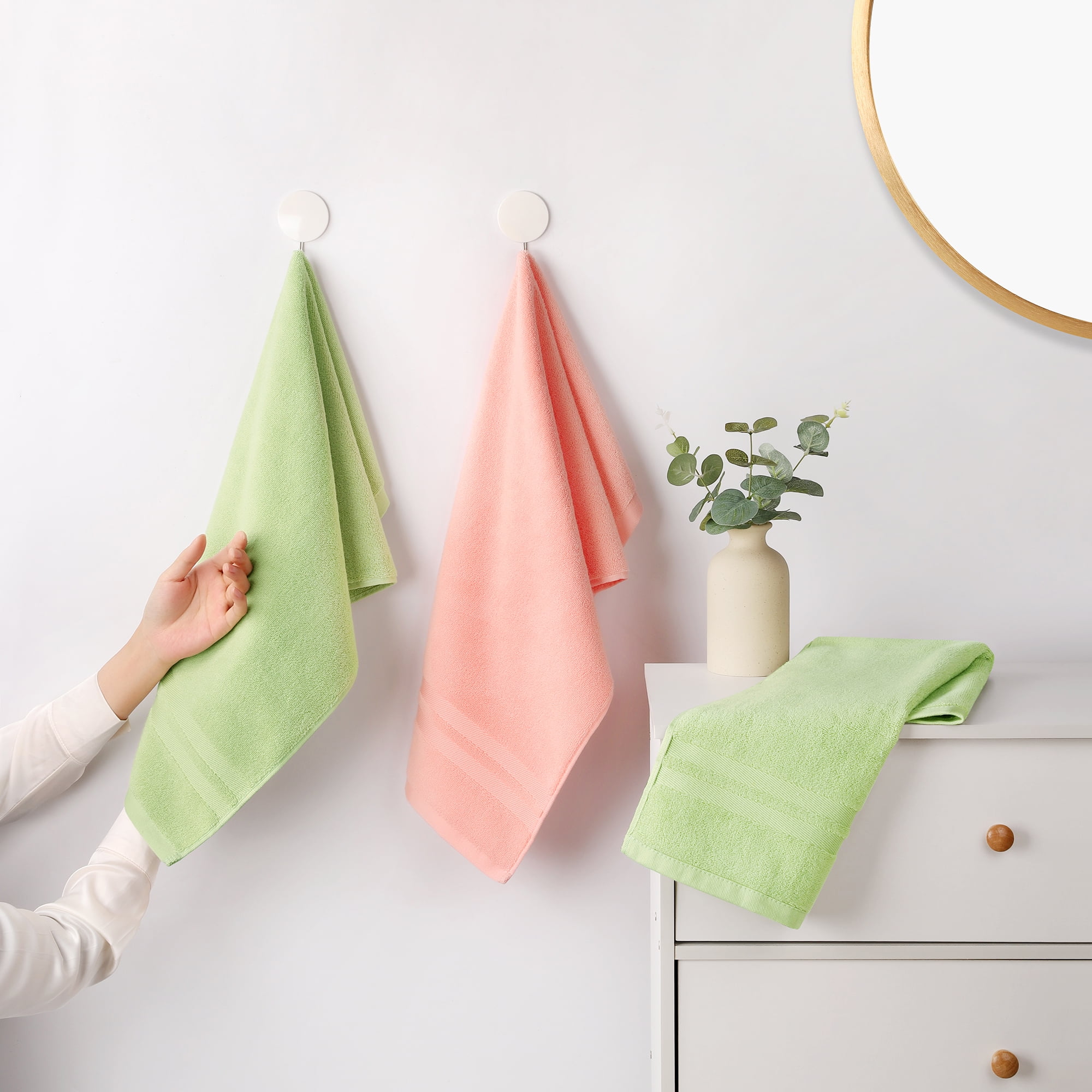 Unique Bargains Striped Hand Towels Cotton Soft Absorbent Towel Grey 4-Piece