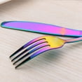thumbnail image 6 of ZVZM Colorful Silverware Set, 24-Piece Stainless Steel Rainbow Flatware Set, Iridescent Cutlery Utensils Set Service for 6, Mirror Polished, Dishwasher Safe(Muti-colorful), 6 of 7