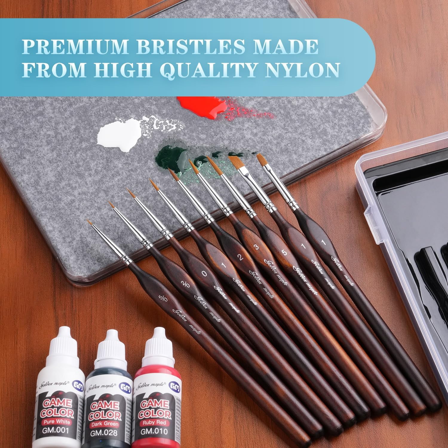 Wet Pallets for Painting Miniatures - Stay Wet for Acrylic Painting Kit with 9PCS Miniature Paint Brushes, 50PCS Pallet Paper, 2PCS Sponge, 1PC Brush Holder, 1PC Sponge Tray