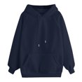 thumbnail image 2 of Gifts Ohufall Fashion Women Casual Winter Solid Long Sleeve Button Pocket Hooded Sweatshirt, 2 of 5