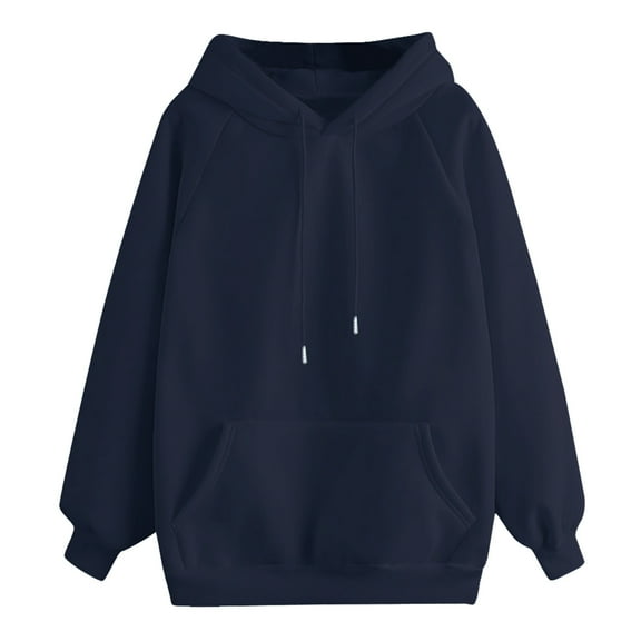 JGGSPWM Solid Casual Sweatshirts Foe Women Long Sleeve Hoody Pullover Drawstring Hoodie Sweater Lightweight Gym Workout Tops Navy XXL