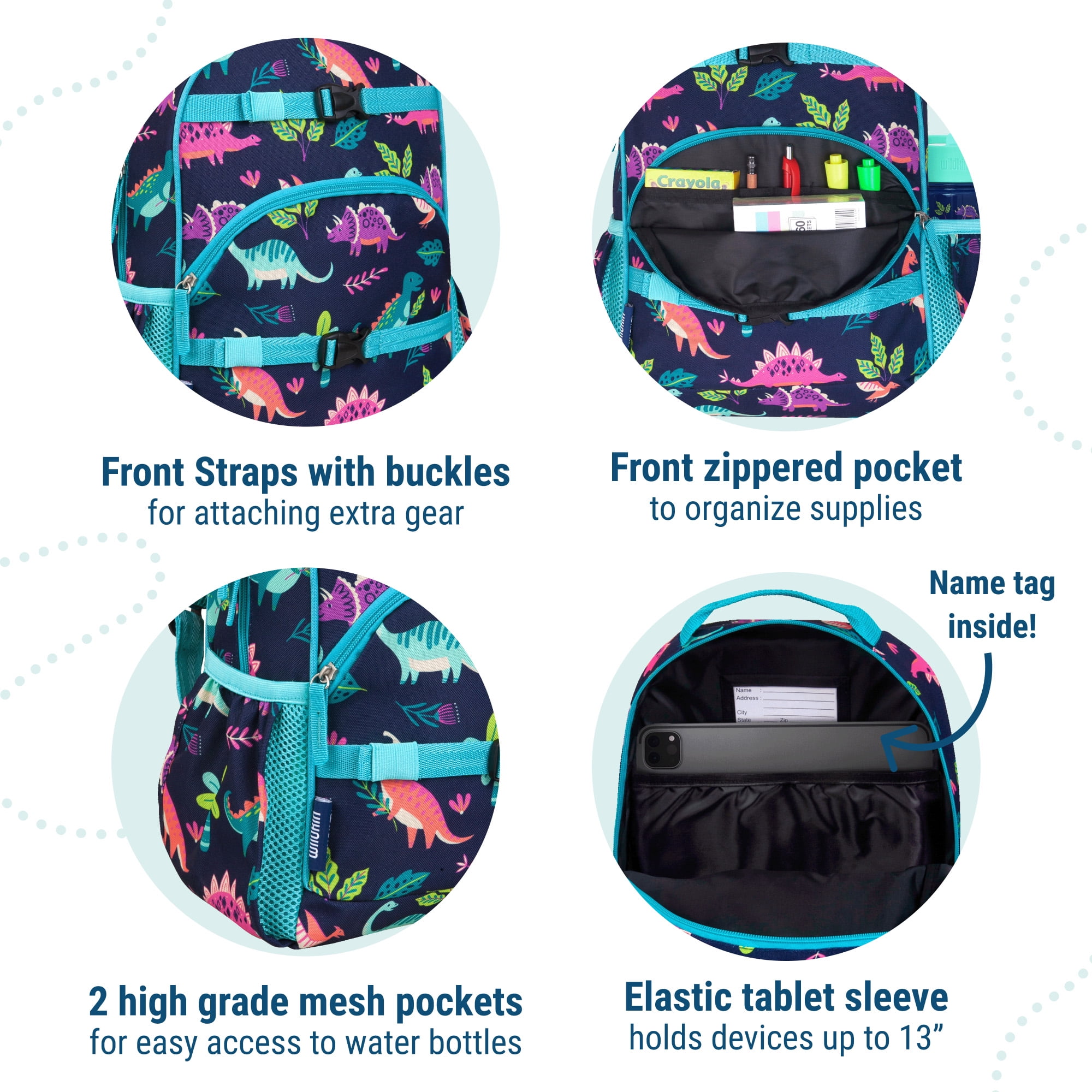 Wildkin Kids Dino Pals  ECO rPET Next Gen Backpack - 15 Inch / 12L
