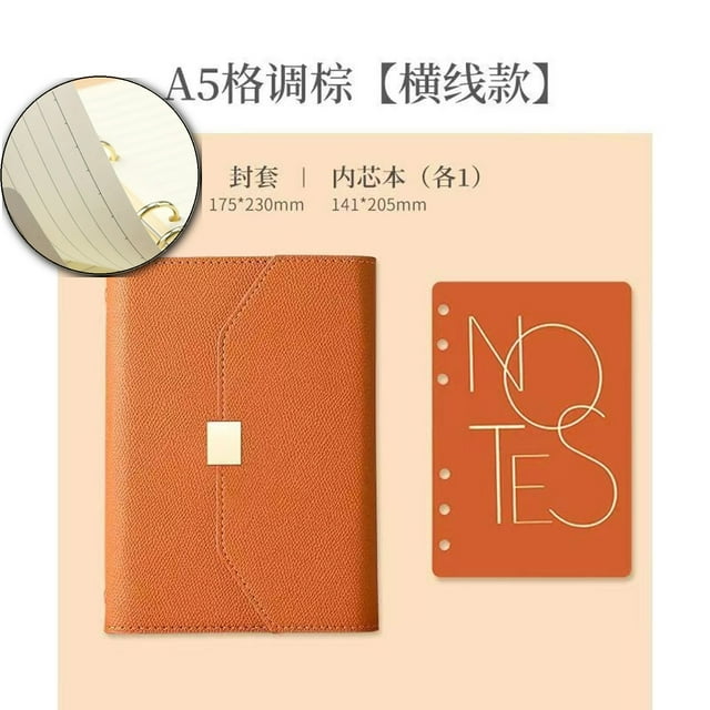 Dvruxg A5 Binder Loose-leaf Refillable Notebook Diary Organizer - 100 Sheets of 200-Page, 9.2×6.7 Inch(Brown)