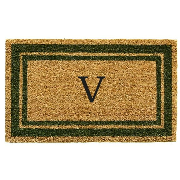 Calloway Mills Sage Green Border 24" x 36" Monogram Outdoor Doormat (Letter V)