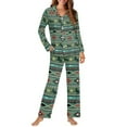 thumbnail image 2 of FOR U DESIGNS Aztec Tribal Pajama Sets for Women 2 Piece Button Up Night Shirts for Women Size 3XL Sleepwear Long Sleeve Pants and V-neck Tops for Women Jogger Loungewear, 2 of 7
