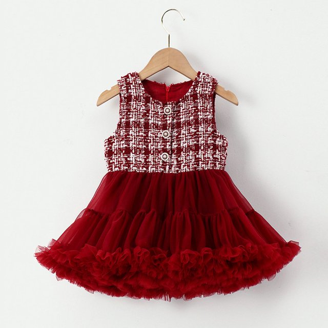 Vestido de malla para niña de estilo primavera y verano, vestido de princesa con tutú elegante y despreocupado para niñas de tamaño pequeño y mediano