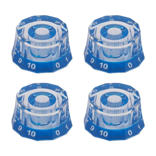 4 perillas de guitarra, potenciómetro, perilla de acrílico portátil, control de volumen para guitarra, bajo Azul