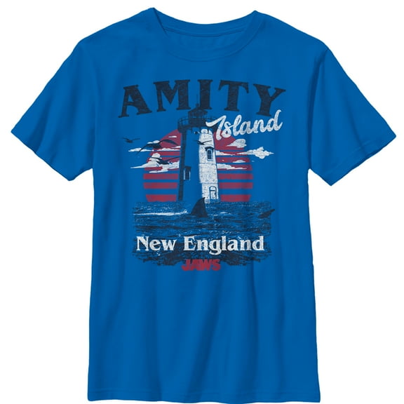 Boy's Jaws Amity Island Tourist Lighthouse  Graphic T-Shirt