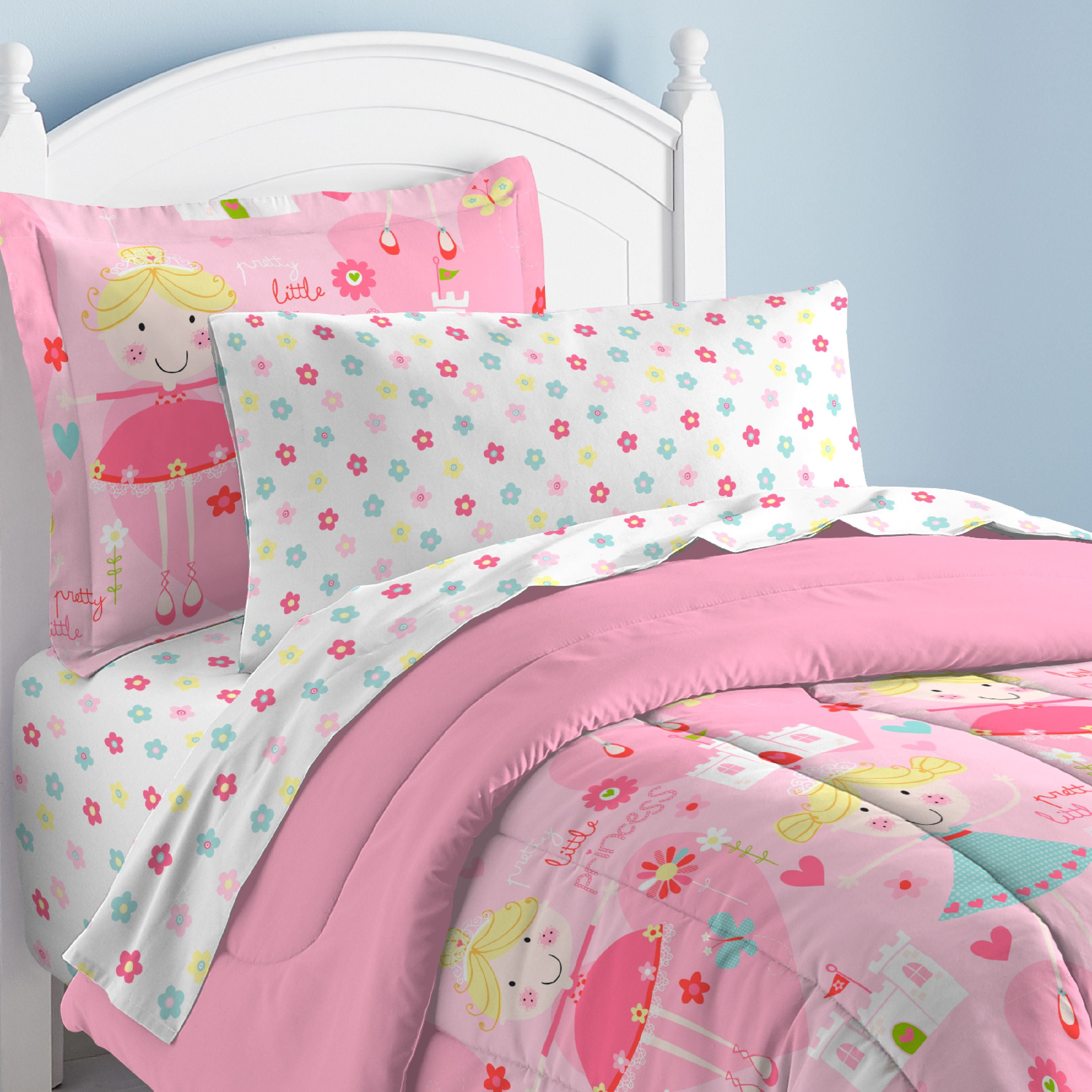 Codi Ziggy Pink Rose Gold Comforter Set for Fullqueen Size Bed, Metallic Print Teen Girl Bedding , 4 Piece 2 Matching Sham 1 Decorative Pillow