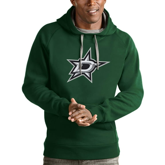 Men's Antigua Hunter Green Dallas Stars Logo Victory Pullover Hoodie
