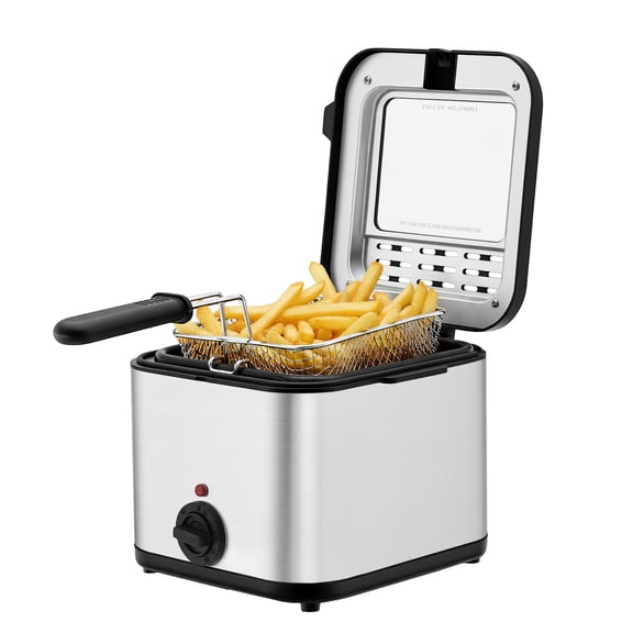 Electric Deep Fryer with Basket 1000W Countertop Deep Fryer Stainless Steel 2.5 L Oil Capacity